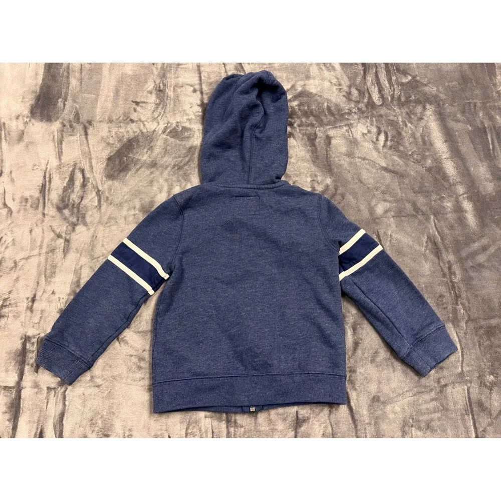 OshKosh Bgosh Full Zip Hoodie Toddler 4T Varsity Logo Stripe Fleece Sweatshirt